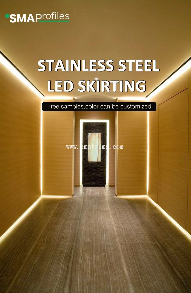 gold 60mm stainless steel brushed skirting
