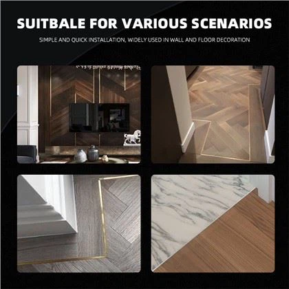 Metalen rand tussen tegel en houten vloer